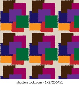 Colorful abstract vector pattern. Digital art background for fabric, page fill, digital paper, wallpaper, packaging, Rectangle shapes hand drawn