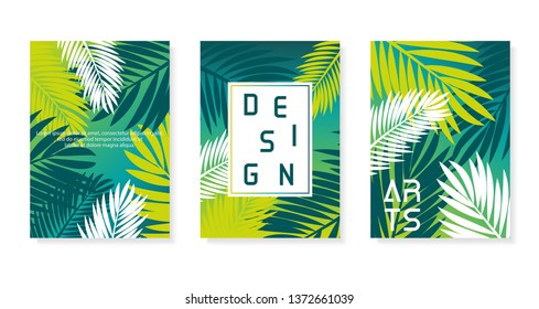 Colorful abstract vector poster set. Illustration of palm background. Eps10