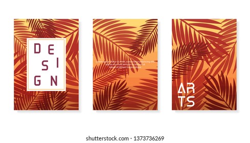 Colorful abstract vector poster set. Illustration of palm background. Eps10
