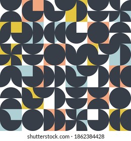 Colorful abstract vector seamless pattern with geometric shapes. Modern scandinavian style.