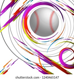 Colorful abstract vector shapes with baseball ball in circle.