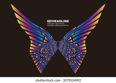 Colorful abstract vector shapes like wings or butterfly