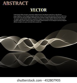 Colorful Abstract Vector Wave on black mirror