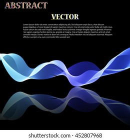 Colorful Abstract Vector Wave on black mirror