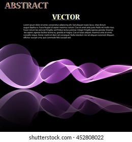 Colorful Abstract Vector Wave on black mirror
