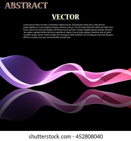 Colorful Abstract Vector Wave on black mirror