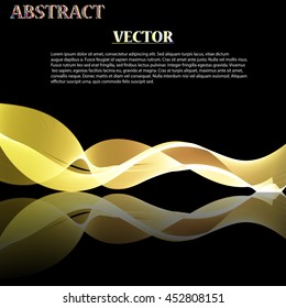 Colorful Abstract Vector Wave on black mirror