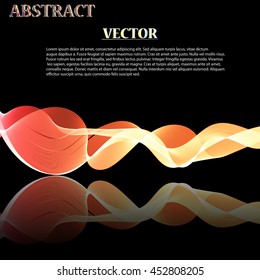 Colorful Abstract Vector Wave on black mirror