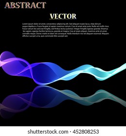 Colorful Abstract Vector Wave on black mirror