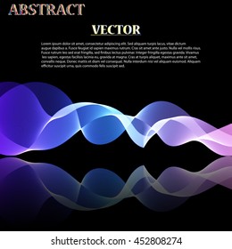 Colorful Abstract Vector Wave on black mirror
