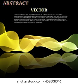 Colorful Abstract Vector Wave on black mirror