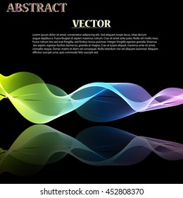Colorful Abstract Vector Wave on black mirror