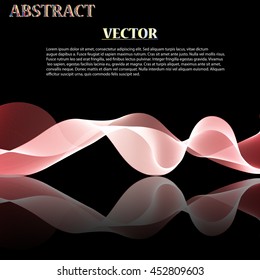 Colorful Abstract Vector Wave on black mirror