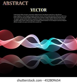 Colorful Abstract Vector Wave on black mirror