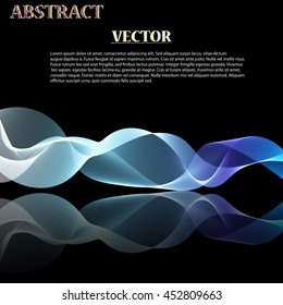 Colorful Abstract Vector Wave on black mirror