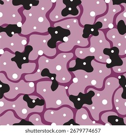 Colorful abstract violet doodle shape seamless pattern. Creative minimalist style art background, trendy design with basic shapes. Modern color wallpaper print backdrop