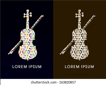 Colorful Abstract Violin, designed using colorful triangle, logo, symbol, icon, graphic, vector.