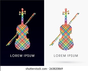 Colorful Abstract Violin, designed using colorful  line wicker, logo, symbol, icon, graphic, vector.