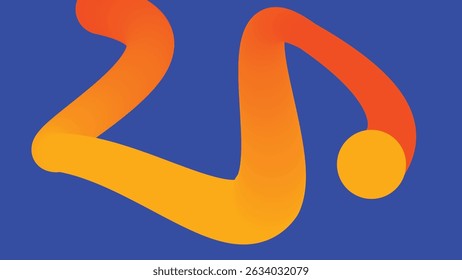 Colorful abstract visual with an orange-yellow flowing ribbon on a cyan canvas. Great for modern graphic design, branding, and digital illustrations.