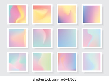 Colorful abstract vivid holographic style gradients textures collection