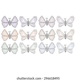 Colorful abstract watercolor butterfly collection .Vector hand drawn illustration.