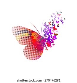 Colorful abstract watercolor butterfly on a white background.. Vector