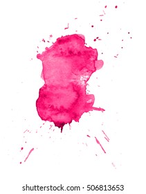 Colorful abstract watercolor circle with splashes and spatters. Modern creative watercolor background for trendy design.