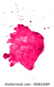 Colorful abstract watercolor circle with splashes and spatters. Modern creative watercolor background for trendy design.