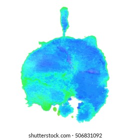 Colorful abstract watercolor circle with splashes and spatters. Modern creative watercolor background for trendy design.