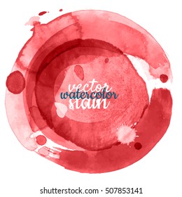 Colorful abstract watercolor circle with splashes and spatters. Modern creative watercolor background for trendy design.