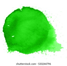 Colorful abstract watercolor circle with splashes and spatters. Modern creative watercolor background for trendy design.