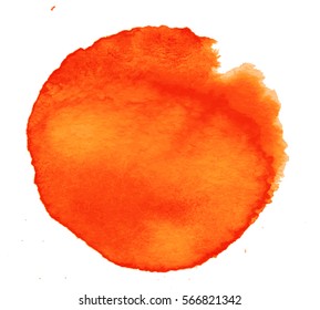 Colorful abstract watercolor circle with splashes and spatters. Modern creative watercolor background for trendy design.