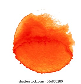 Colorful abstract watercolor circle with splashes and spatters. Modern creative watercolor background for trendy design.