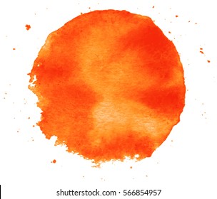 Colorful abstract watercolor circle with splashes and spatters. Modern creative watercolor background for trendy design.