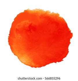 Colorful abstract watercolor circle with splashes and spatters. Modern creative watercolor background for trendy design.