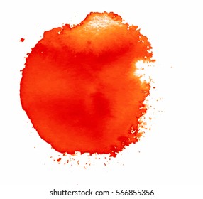 Colorful abstract watercolor circle with splashes and spatters. Modern creative watercolor background for trendy design.