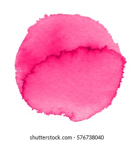 Colorful abstract watercolor circle with splashes and spatters. Modern creative watercolor background for trendy design.