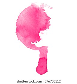 Colorful abstract watercolor circle with splashes and spatters. Modern creative watercolor background for trendy design.
