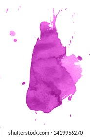 Colorful abstract watercolor stain with splashes and spatters. Modern creative background for trendy design.