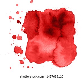 Colorful abstract watercolor stain with splashes and spatters. Modern creative background for trendy design.
