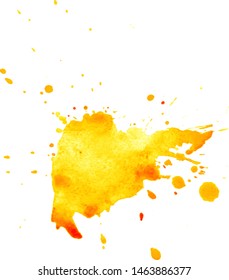 Colorful abstract watercolor stain with splashes and spatters. Modern creative background for trendy design.