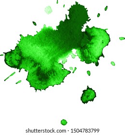 Colorful abstract watercolor stain with splashes and spatters. Modern creative background for trendy design.