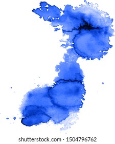 Colorful abstract watercolor stain with splashes and spatters. Modern creative background for trendy design.