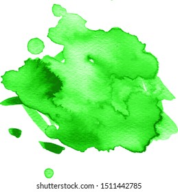 Colorful abstract watercolor stain with splashes and spatters. Modern creative background for trendy design.
