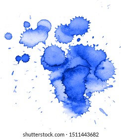 Colorful abstract watercolor stain with splashes and spatters. Modern creative background for trendy design.