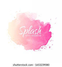 Colorful abstract watercolor stain with splashes and spatters.Red & Pink creative background for trendy modern design. Vector illustration.