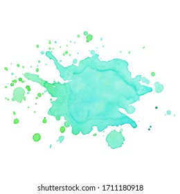 Colorful abstract watercolor stain with splashes and spatters. Modern creative background for trendy design. Vector illustration.