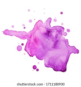 Colorful abstract watercolor stain with splashes and spatters. Modern creative background for trendy design. Vector illustration.