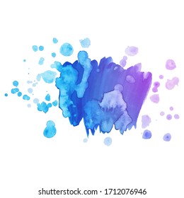 Colorful abstract watercolor stain with splashes and spatters. Modern creative background for trendy design. Vector illustration.