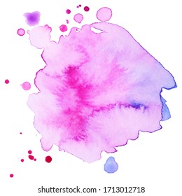 Colorful abstract watercolor stain with splashes and spatters. Modern creative background for trendy design. Vector illustration.